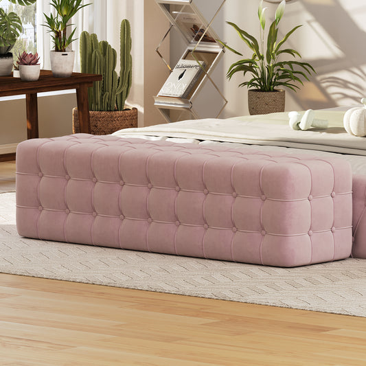 Belluna Velvet Ottoman – Elegant Pink Footrest, No Assembly Required