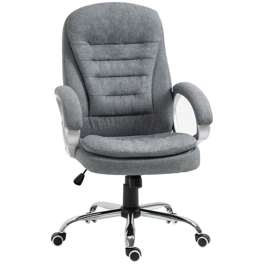 Nuvon Executive Chair – Gray High-Back Office Chair with Thick Padding and Swivel Base