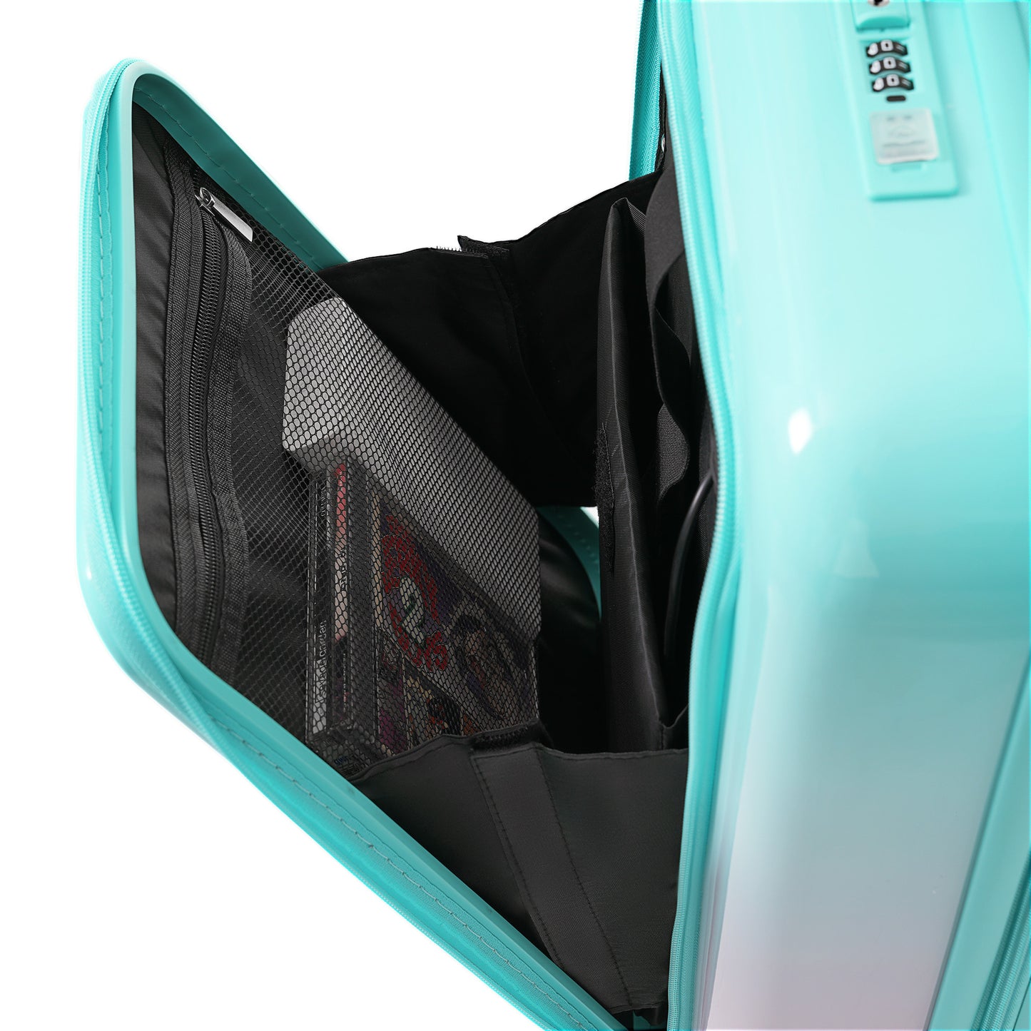 Jetera 3 - Piece Carry - On Luggage Set – Light Blue ABS+PC Hard Shell with USB Port, Cup Holder & Front - Opening Design (20/24/28") - JUSTLIVE NESTJUSTLIVE NEST