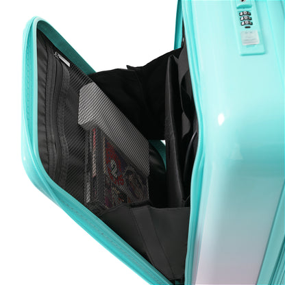 Jetera 3 - Piece Carry - On Luggage Set – Light Blue ABS+PC Hard Shell with USB Port, Cup Holder & Front - Opening Design (20/24/28") - JUSTLIVE NESTJUSTLIVE NEST