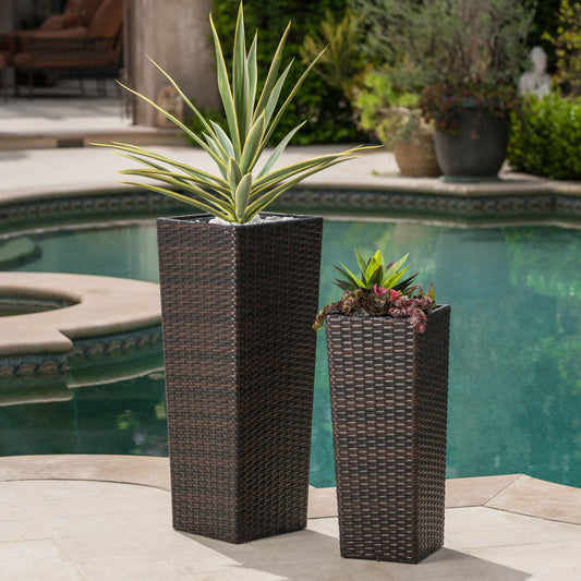 Vexa Planter – Brown Rattan Pot for Outdoor Plants
