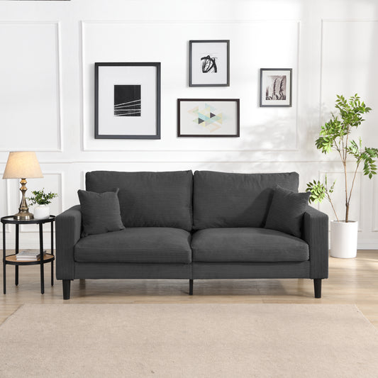 NestEdge ‘CozyNest” 74” Sofa – Dark Gray Upholstered 3-Seat | High-Resilience + Wooden Frame