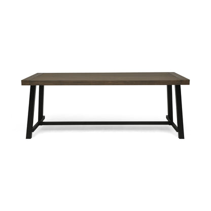 Zeren Industrial Dining Table – Acacia Wood with Rustic Grey Metal Frame
