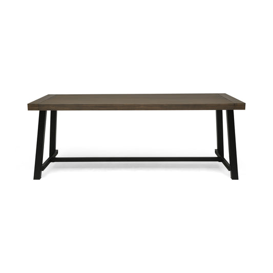 Zeren Industrial Dining Table – Acacia Wood with Rustic Grey Metal Frame
