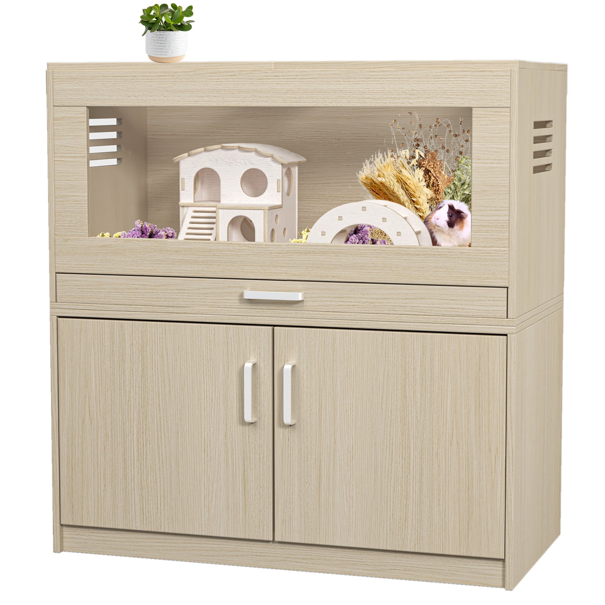 Teko XL Habitat – Teak Hamster Cage with Storage & Easy - View Acrylic Panels - JUSTLIVE NESTJUSTLIVE NEST