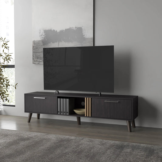 Citronix Duo Console – Wengue TV Stand with 2 Doors & Open Storage