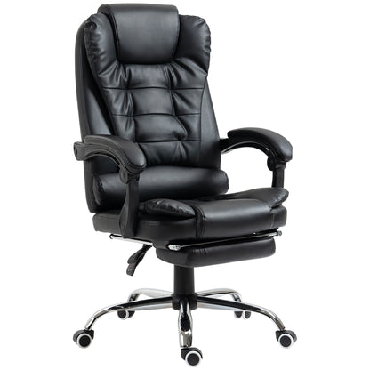 HOMCOM Ergo Executive Chair – Black PU Office Seat with Footrest and Headrest