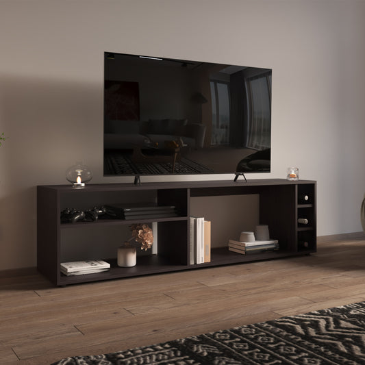 Suxta Bar Console – 63" TV Stand with Bottle Cubbies & Open Storage