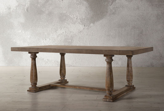 Bernaro Dining Table – Rustic Weathered Oak Finish for Dining Rooms