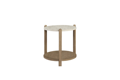 Treviso Stone End Table – Toasted Quartz Top with Framed Base