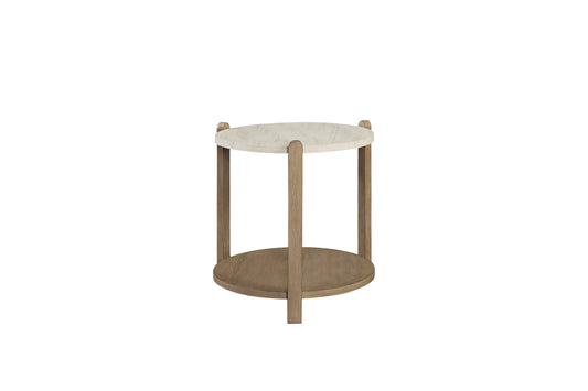 Treviso Stone End Table – Toasted Quartz Top with Framed Base
