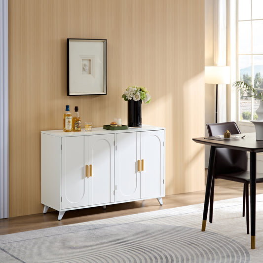 Ivora Sideboard – Ivory White 4-Door Buffet with Removable Shelves