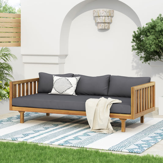 Claremont 3-Seater Daybed – Deep Lounge Frame with Charcoal Gray Cushions