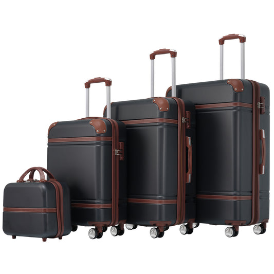 Jetera 4 - Piece Glossy Travel Set – 20"/24"/28" Suitcases + Cosmetic Case with Spinner Wheels & TSA Lock - JUSTLIVE NESTJUSTLIVE NEST