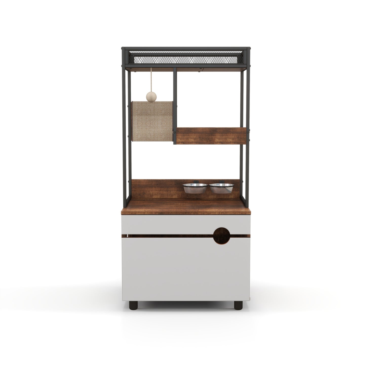 Nuvio Cat Tower Enclosure – Multi - Level Tree with Integrated Hidden Litter Cabinet & Climbing Zones - JUSTLIVE NESTJUSTLIVE NEST