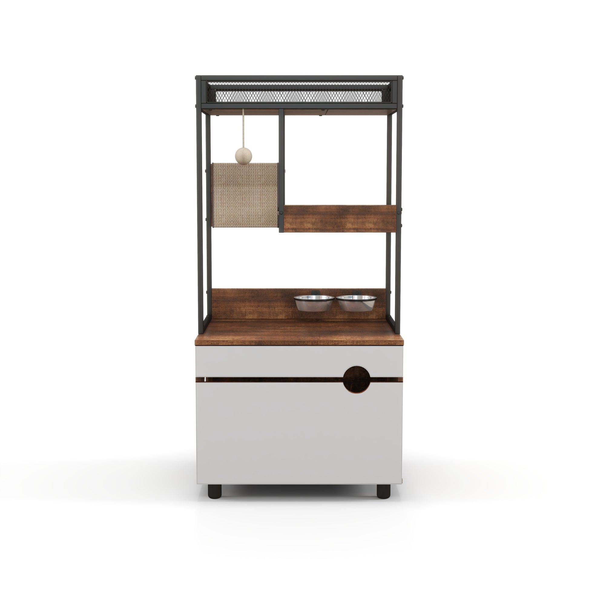 Nuvio Cat Tower Enclosure – Multi - Level Tree with Integrated Hidden Litter Cabinet & Climbing Zones - JUSTLIVE NESTJUSTLIVE NEST