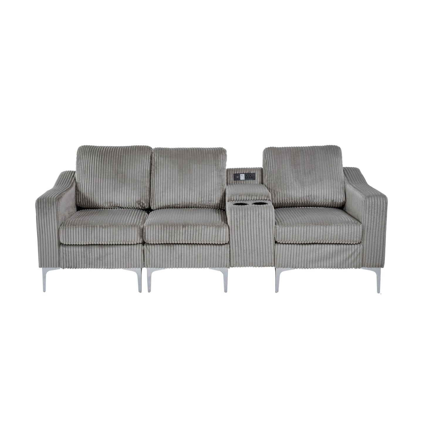 3-Seat Comfort Lounge – Plush Sofa with Integrated Features (Gray)