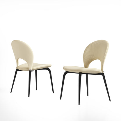 Vetra Dining Chairs – 2 White PU Seats with Clean Metal Legs and Backrest