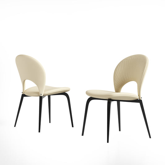 Vetra Dining Chairs – 2 White PU Seats with Clean Metal Legs and Backrest