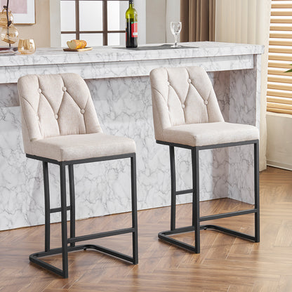 Cyravo Stools (2pc) – Oatmist Tufting, Ironridge Frame