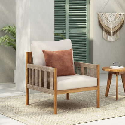 Retra Woven Wood Lounge Chairs – Set of 2 Modern Outdoor Seats with Cushions and Solid Wood Frame