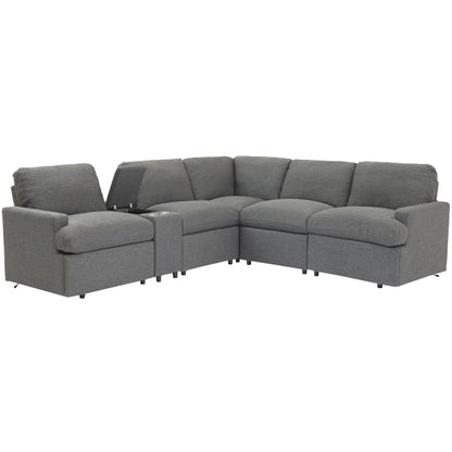 JUSTLIVE NEST® Stravix Power Recliner Sectional – Dark Grey Linen Corner Sofa with USB, Storage & Cup Holders