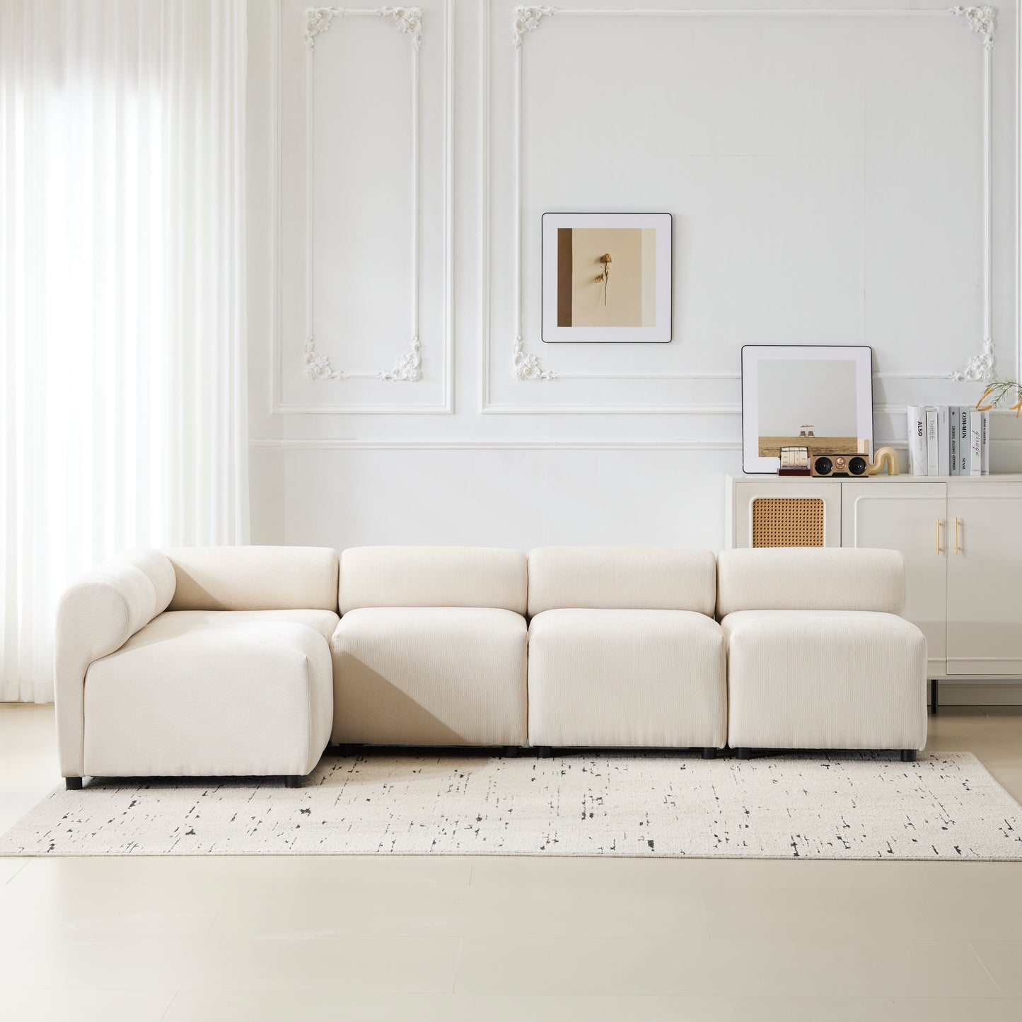 JUSTLIVE NEST® Evelyn 109" Modular Sectional – 5-Piece L-Shaped Sofa with Custom Layout, Modern Free-Form Couch Design