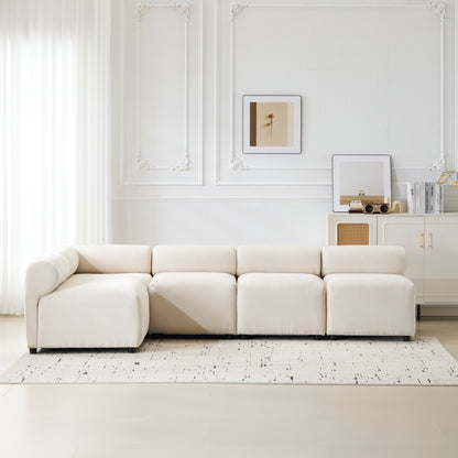 JUSTLIVE NEST® Evelyn 109" Modular Sectional – 5-Piece L-Shaped Sofa with Custom Layout, Modern Free-Form Couch Design