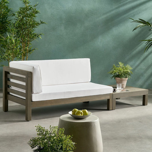 Oana Set – White Left Corner Bench with Matching Coffee Table