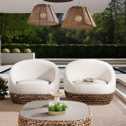 Solvara Acacia Lounge Set – Side-Open Wood Chaise with Dark Grey 2" Water-Resistant Cushion