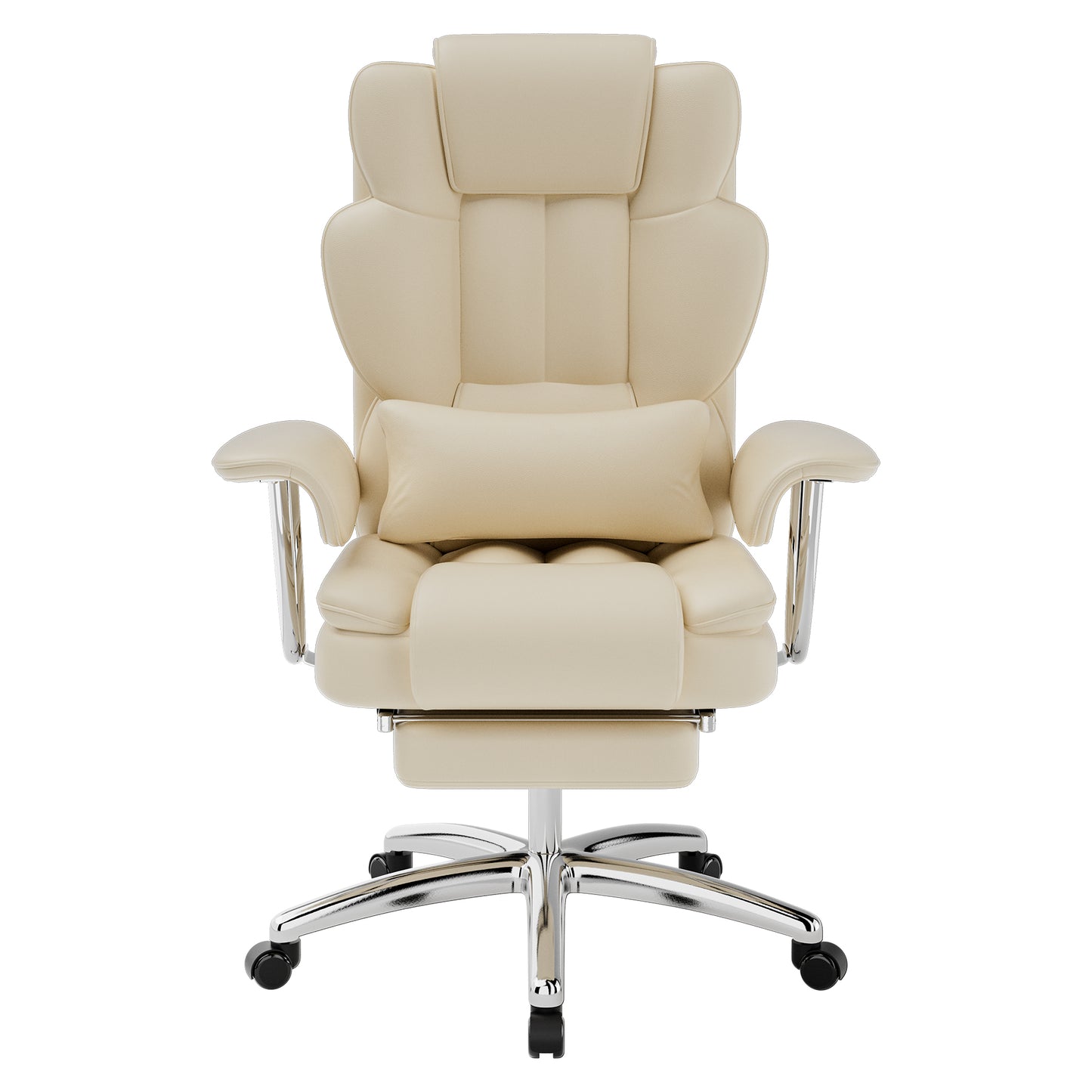 Vinsetto Luxe Recliner Chair – Beige Big & Tall Leather Executive Chair with Footrest