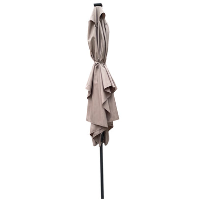 Solair 10x6.5' Rectangular LED Umbrella – Solar Crank Shade with Push - Button Tilt for Patio or Pool - JUSTLIVE NESTJUSTLIVE NEST