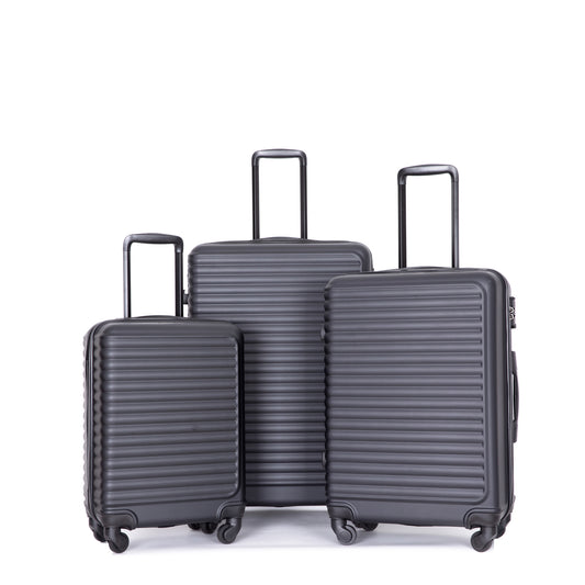 Jetera 3 - Piece ABS Luggage Set – Black Lightweight Suitcases with Spinner Wheels & TSA Lock (20"/24"/28") - JUSTLIVE NESTJUSTLIVE NEST