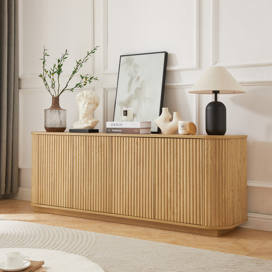 Strivon Wave Console – 64" Natural Wood Sideboard with Vertical Texture