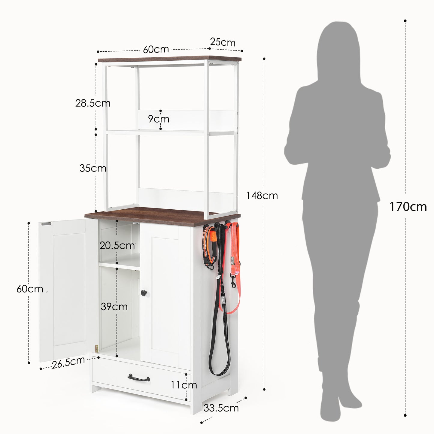 Verno Pet Feeder Console – White Feeding Station with 2 Bowls, Adjustable Shelves & Storage - JUSTLIVE NESTJUSTLIVE NEST