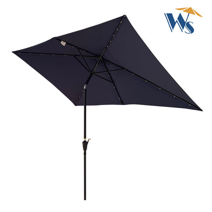 Solair 10x6.5' Rectangular LED Umbrella – Solar Crank Patio Shade with Push - Button Tilt - JUSTLIVE NESTJUSTLIVE NEST