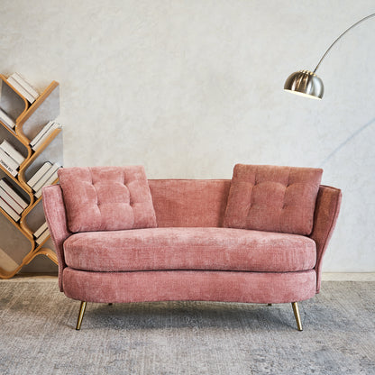 Gildora™ Pink Upholstered Loveseat Chair – Chic 2-Seater with Gold Metal Legs for Modern Compact Spaces