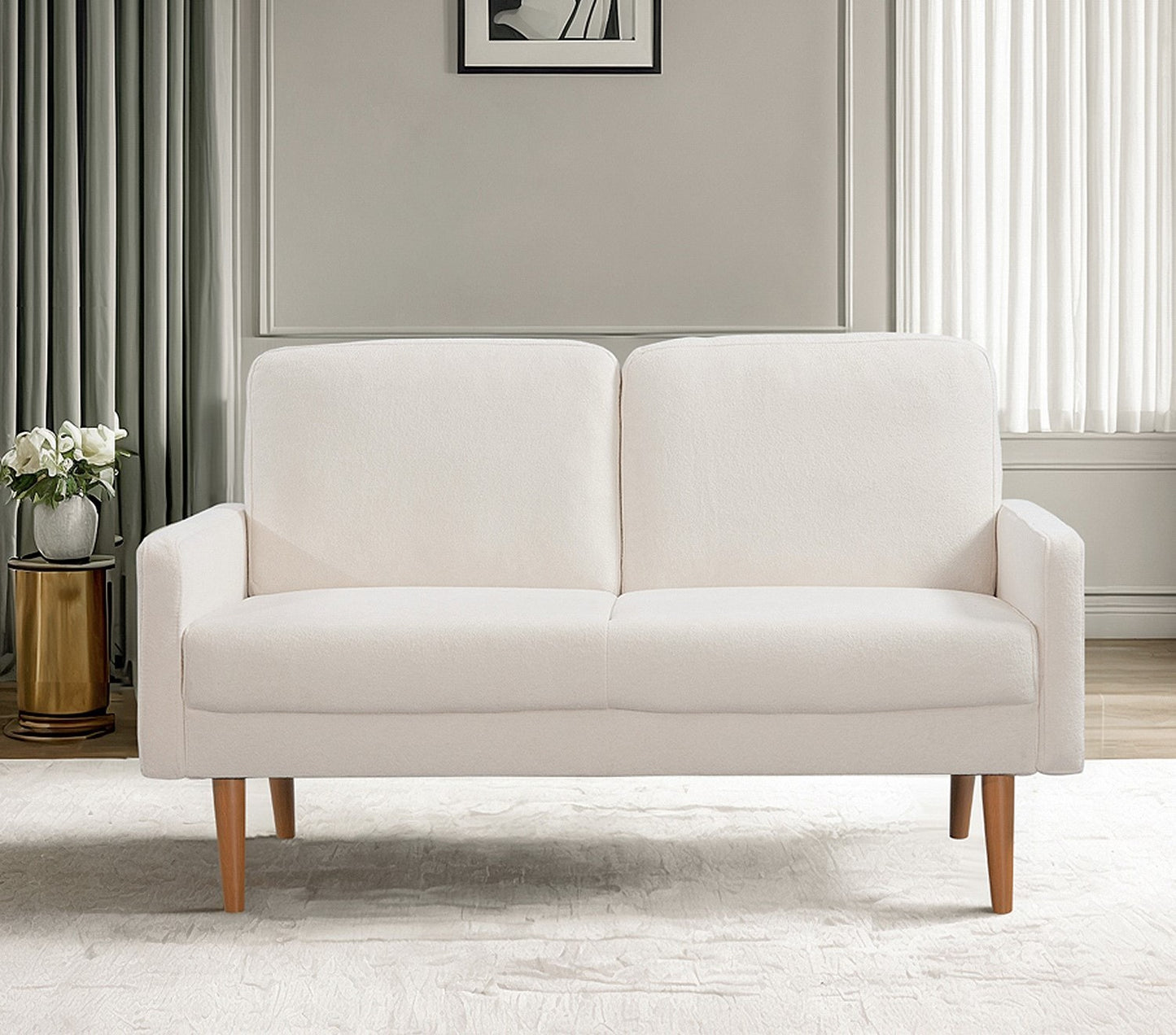Monaco Ivory Velvet Retreat – Timeless Velvet Loveseat with Modern & Vintage Elegance