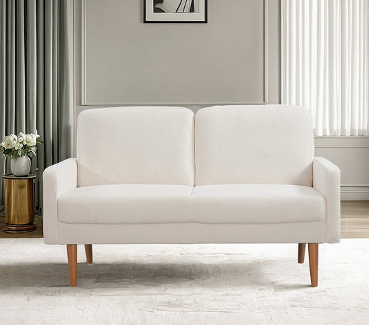 Monaco Ivory Velvet Retreat – Timeless Velvet Loveseat with Modern & Vintage Elegance