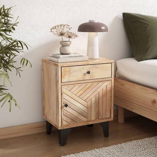 Verlan Solid Stand – Natural Wood Nightstand with Compact Frame