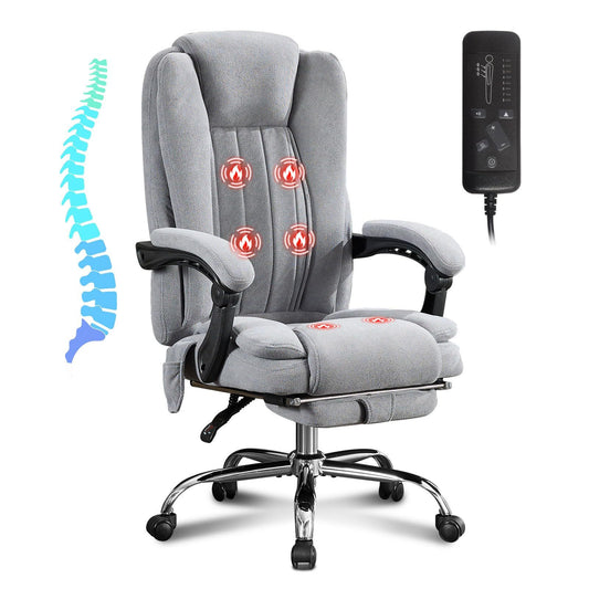 Reviva Massage Chair – Reclining Executive Chair with Heat, 6 Vibration Points & Wheels (Black)