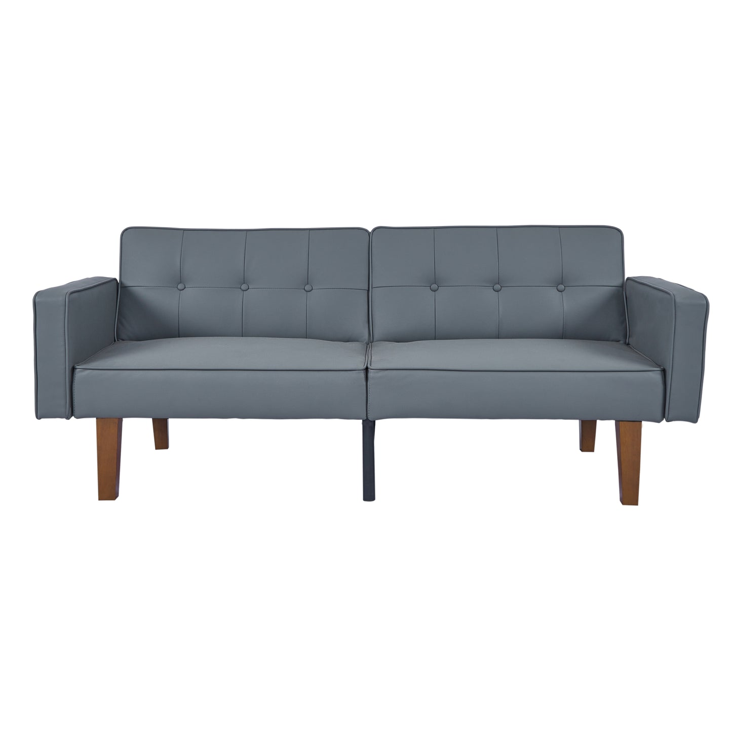 NestEdge ‘MatteNest” Sofa – Matte Gray PU Leather | Sleek & Cozy Modern Style
