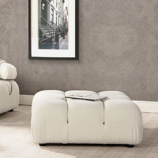 Bubellin Ottoman – IvoryBouclé Cover, SoftRound Shape