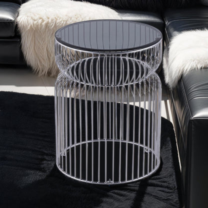 Glave End Table – 21" Roundform with Chrome Base and Tinted Tempera Top