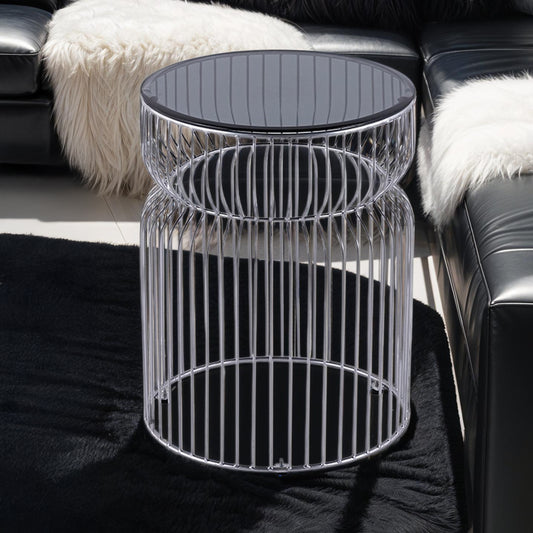 Glave End Table – 21" Roundform with Chrome Base and Tinted Tempera Top