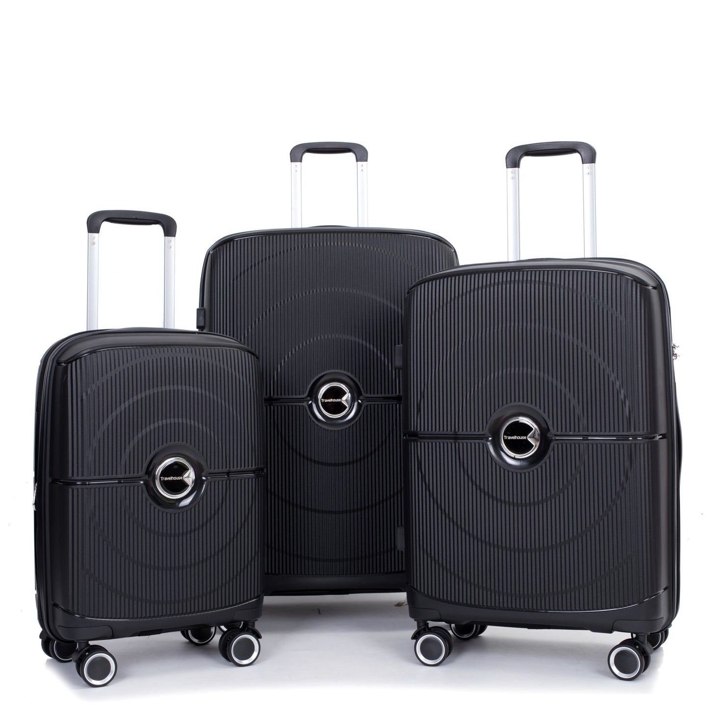 Jetera 3 - Piece PP Luggage Set – Black Polypropylene Hardshell with Double Spinner Wheels & TSA Lock (20/24/28") - JUSTLIVE NESTJUSTLIVE NEST