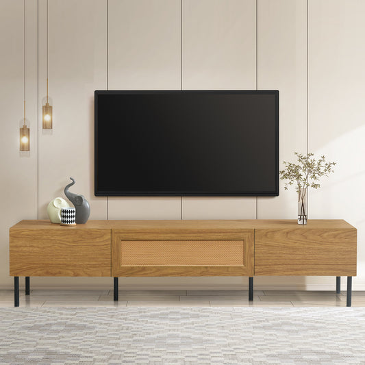 Bohari TV Stand – Farmhouse Style with Metal Legs (Up to 80")
