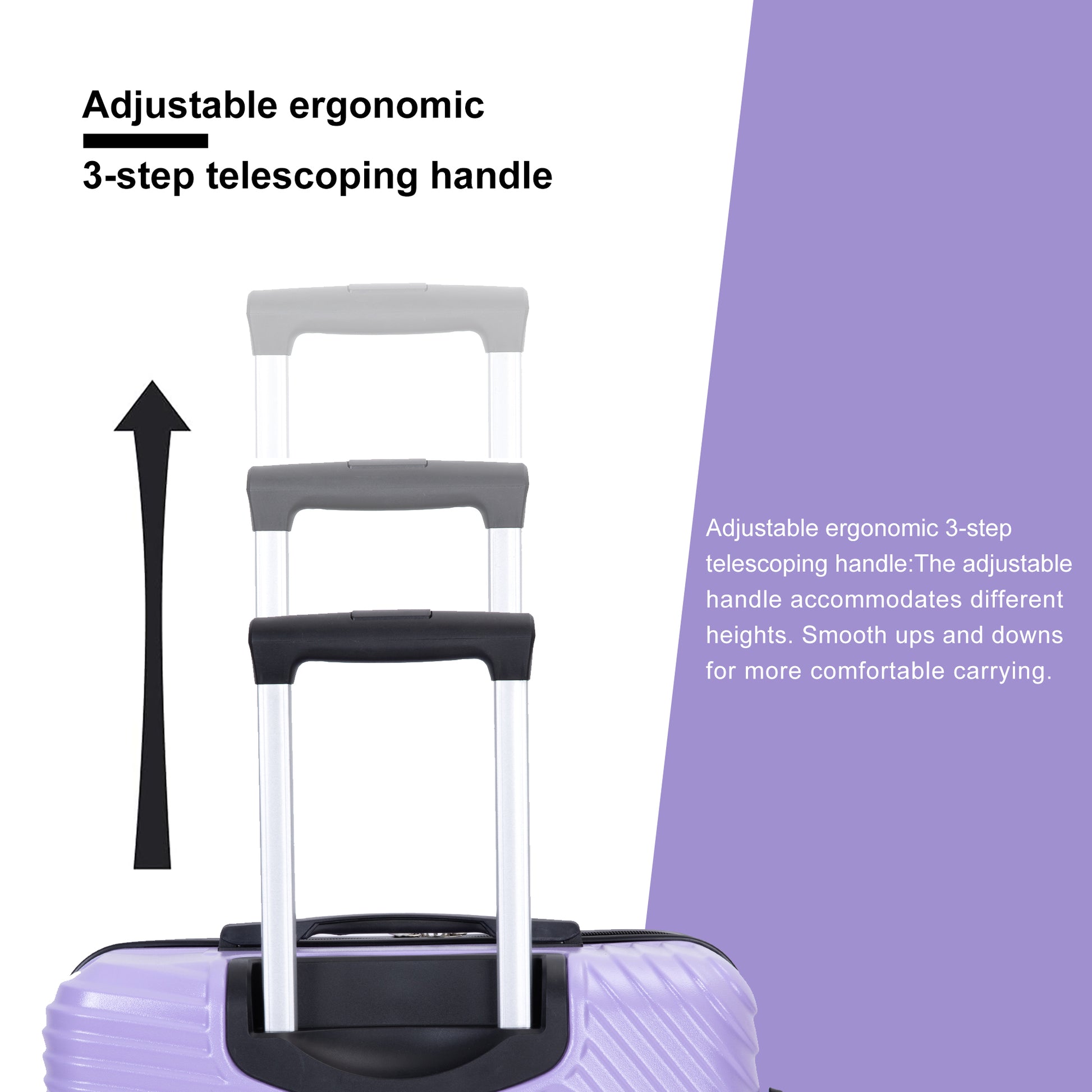 Jetera 3 - Piece Luggage Set – Light Purple PC+ABS Suitcases with Spinner Wheels & Travel Hooks (20/24/28") - JUSTLIVE NESTJUSTLIVE NEST
