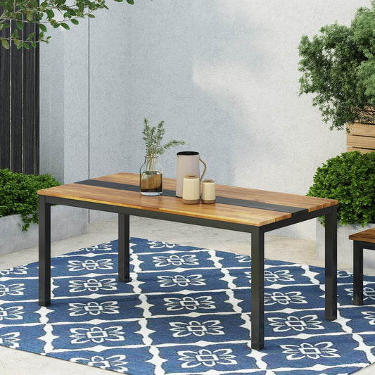 Linsell Dining Table – Minimal Modern Patio Surface with Slatted Top