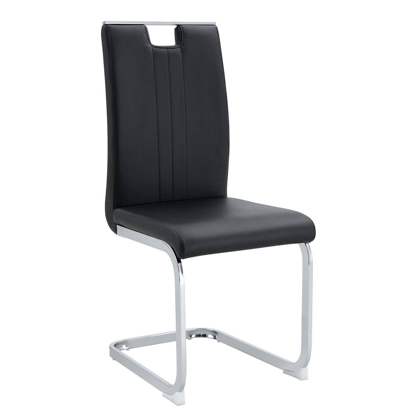 Bendro Bow Chairs – Set of 4 Black PU Seats with Arch Back, Sleek Industrial Style